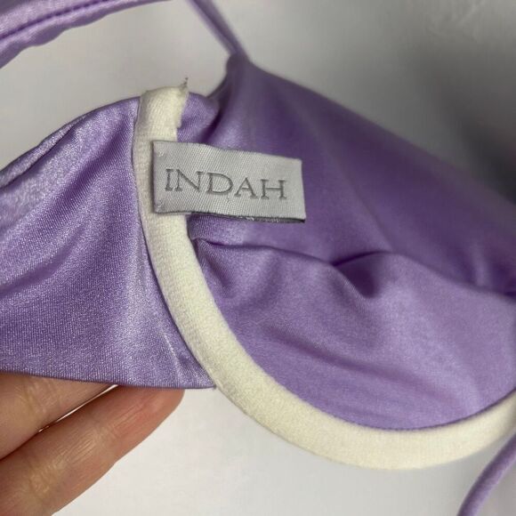 Indah Shimmering Lavender Ruched Underwire Bikini Top Small - Picture 3 of 5